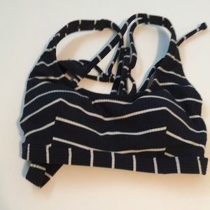 NWOT Dark navy blue stripe swim top only